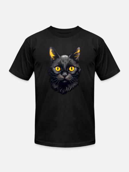 Black Cat face - Unisex Jersey T-Shirt by Bella + Canvas - black