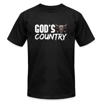 God's Country - Unisex Jersey T-Shirt by Bella + Canvas - black - Front - Jose (178cm)