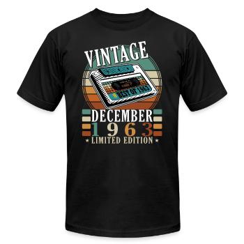 60th birthday 60 years December 1963 - Unisex Jersey T-Shirt by Bella + Canvas - black - Front - Jose (178cm)