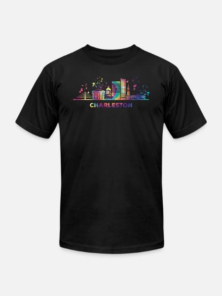 Charlestonian Skyline Charleston - Unisex Jersey T-Shirt by Bella + Canvas - black