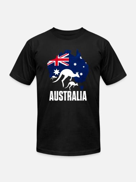Australian Map With Kangaroo - Unisex Jersey T-Shirt by Bella + Canvas - black