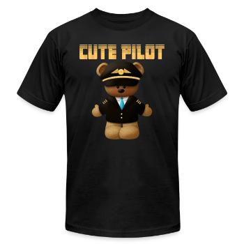 Cute Pilot - Unisex Jersey T-Shirt by Bella + Canvas - black - Front - Jose (178cm)