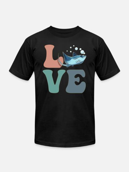 LOVE Stingray Manta Ray - Unisex Jersey T-Shirt by Bella + Canvas - black