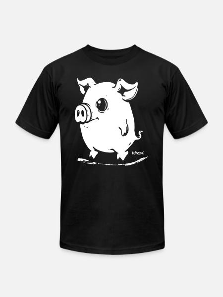 Cute Cartoon Pig - Unisex Jersey T-Shirt by Bella + Canvas - black