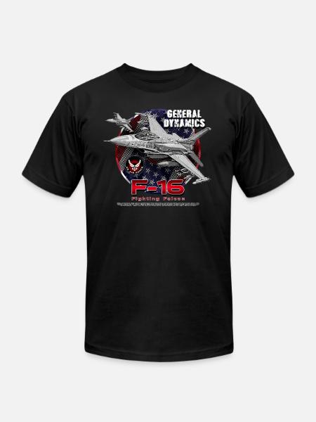 F 16 Fighting Falcon General Dynamics - Unisex Jersey T-Shirt by Bella + Canvas - black