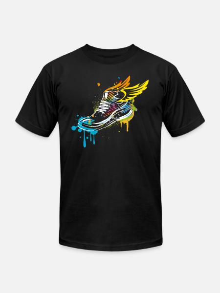 Sneaker graffiti with wings - Unisex Jersey T-Shirt by Bella + Canvas - black