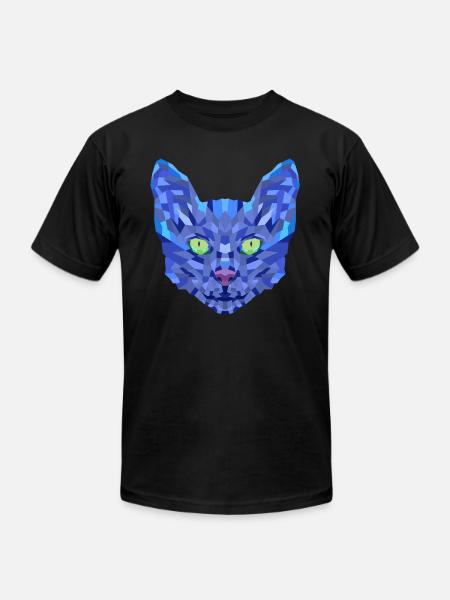 Blue cat face - Unisex Jersey T-Shirt by Bella + Canvas - black