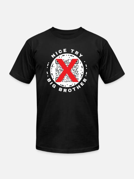 Nice Try Big Brother Privacy QR Code Design - Unisex Jersey T-Shirt by Bella + Canvas - black