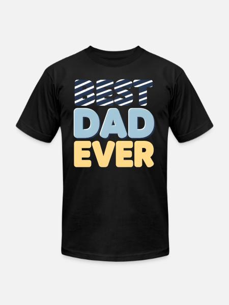 Best Dad Ever Striped Letters - Unisex Jersey T-Shirt by Bella + Canvas - black