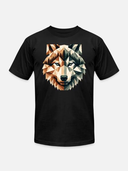 Geometric Wolf Over Peaks - Unisex Jersey T-Shirt by Bella + Canvas - black