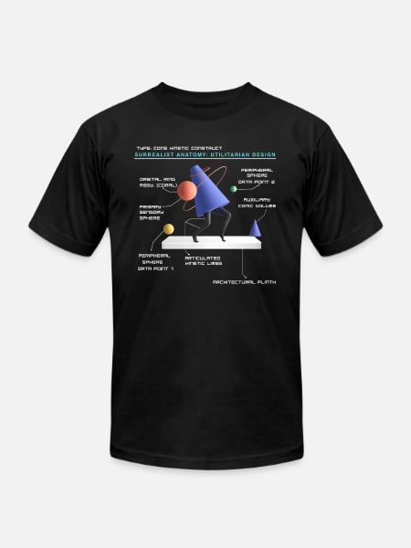 Retro Futuristic Cone Kinetic Construct T-shirt - Unisex Jersey T-Shirt by Bella + Canvas - black