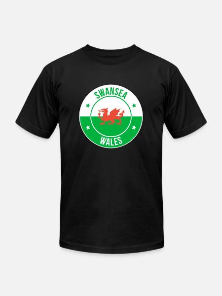 Dragon Crest Swansea Wales - Unisex Jersey T-Shirt by Bella + Canvas - black