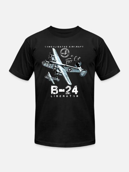 B24 Liberator The Flying Coffin WW2 Heavy Bomber A - Unisex Jersey T-Shirt by Bella + Canvas - black