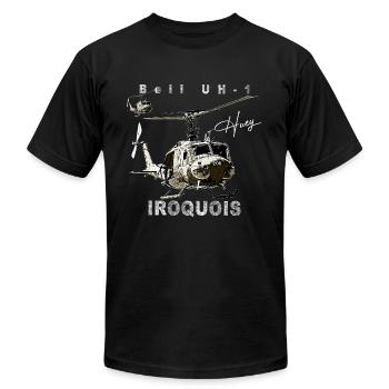 Bell UH 1 Iroquois helicopter - Unisex Jersey T-Shirt by Bella + Canvas - black - Front - Jose (178cm)
