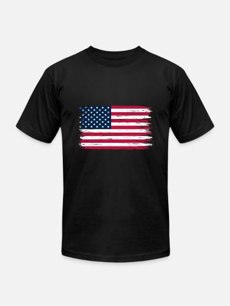 american grunge flag, american distressed flag - Unisex Jersey T-Shirt by Bella + Canvas - black