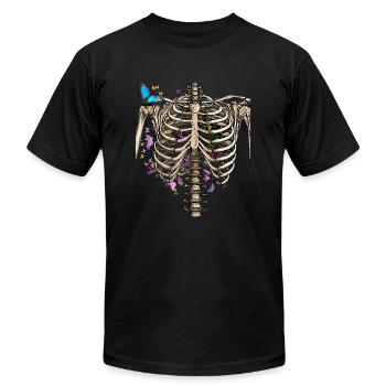 Cage thoracique squelette avec débardeur papillons - T-shirt unisexe Bella + Canvas - noir - Devant - Jose (178cm)