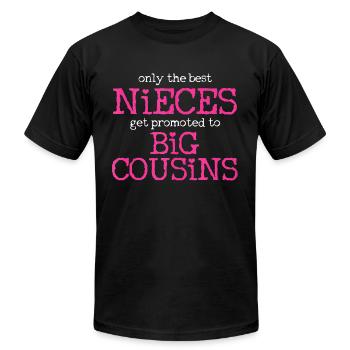 Promu au débardeur Big Cousin Nieces - T-shirt unisexe Bella + Canvas - noir - Devant - Jose (178cm)