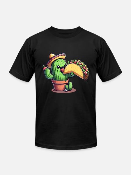 Mexican taco cactus - Unisex Jersey T-Shirt by Bella + Canvas - black