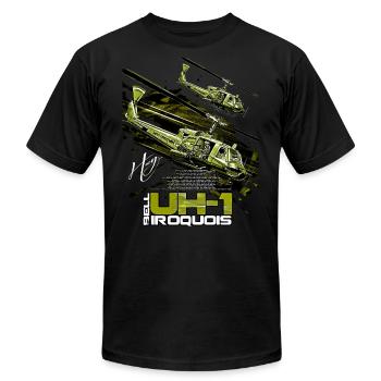 Bell UH-1 Iroquois Helicopter - Unisex Jersey T-Shirt by Bella + Canvas - black - Front - Jose (178cm)