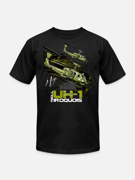 Bell UH-1 Iroquois Helicopter - Unisex Jersey T-Shirt by Bella + Canvas - black