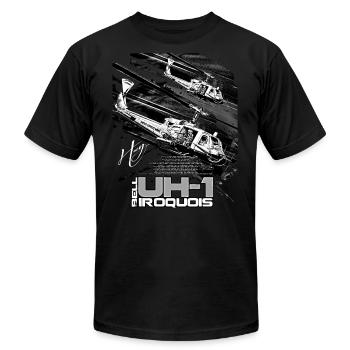 Bell UH-1 Iroquois Helicopter - Unisex Jersey T-Shirt by Bella + Canvas - black - Front - Jose (178cm)