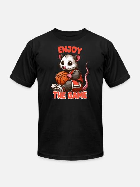 Opossum With Basketball - Unisex Jersey T-Shirt by Bella + Canvas - black