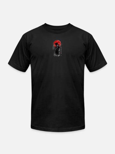 Samurai Shadow under Red Sun - Unisex Jersey T-Shirt by Bella + Canvas - black