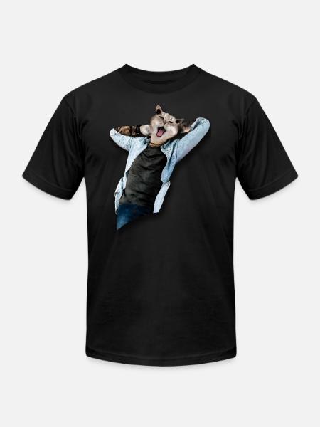 Funny Cat - Unisex Jersey T-Shirt by Bella + Canvas - black