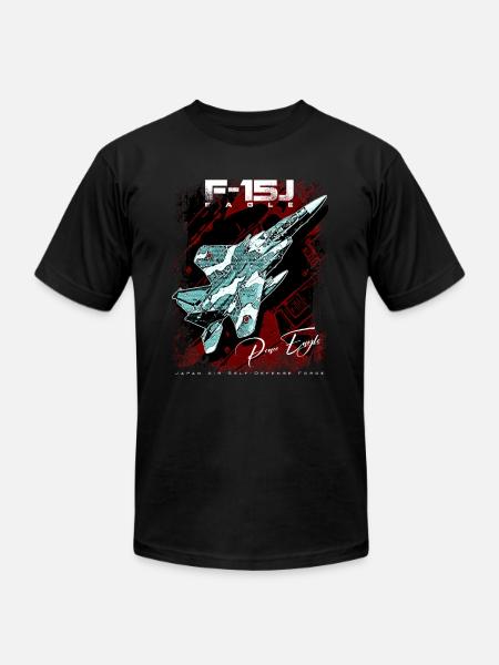 F-15J Eagle nicknamed "Peace Eagle" Japan Air Self - Unisex Jersey T-Shirt by Bella + Canvas - black