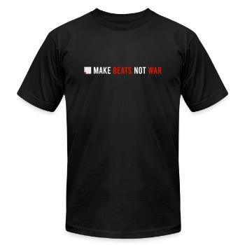 MAKE BEATS NOT WAR - Unisex Jersey T-Shirt by Bella + Canvas - black - Front - Jose (178cm)