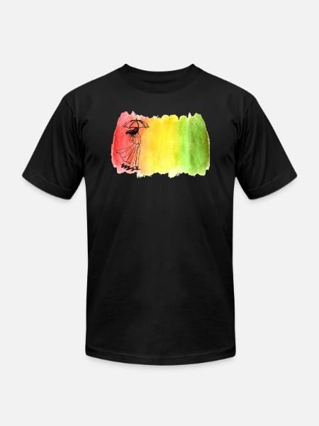 Girl with Umbrella - Unisex Jersey T-Shirt by Bella + Canvas - black