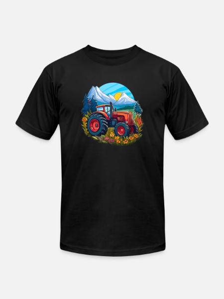 Alpine Meadow Tractor - Unisex Jersey T-Shirt by Bella + Canvas - black
