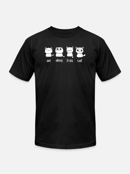 Un Deux Trois Cat - Unisex Jersey T-Shirt by Bella + Canvas - black