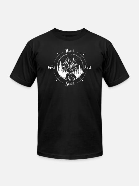Mountain with compass - Unisex Jersey T-Shirt by Bella + Canvas - black
