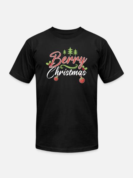 Berry Christmas Strawberry - Unisex Jersey T-Shirt by Bella + Canvas - black