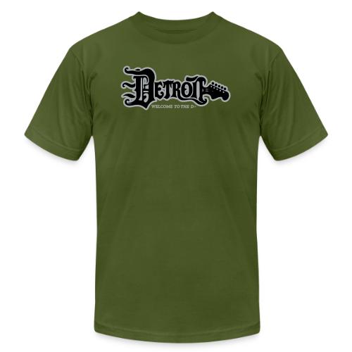 DETROIT GUITAR WTTD BLK SLR REG FONT - Unisex Jersey T-Shirt by Bella + Canvas