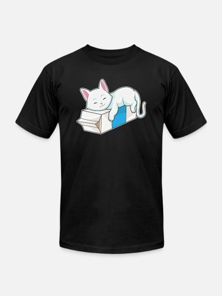 Cat With Milk - Unisex Jersey T-Shirt by Bella + Canvas - black