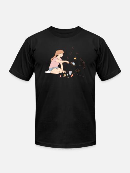Girl meta digital art - Unisex Jersey T-Shirt by Bella + Canvas - black