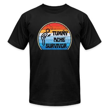 Vintage Tummy Ache Survivor - Unisex Jersey T-Shirt by Bella + Canvas - black - Front - Jose (178cm)