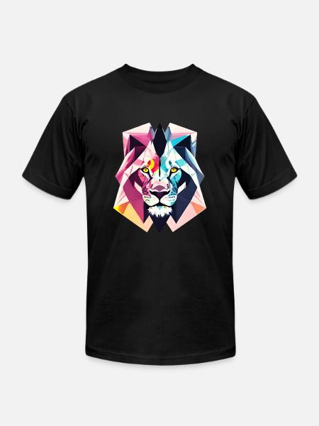 Polygon lion - Unisex Jersey T-Shirt by Bella + Canvas - black