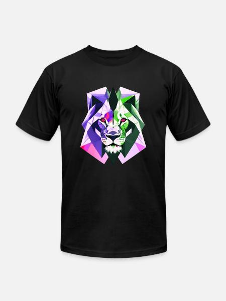 Polygon lion - Unisex Jersey T-Shirt by Bella + Canvas - black