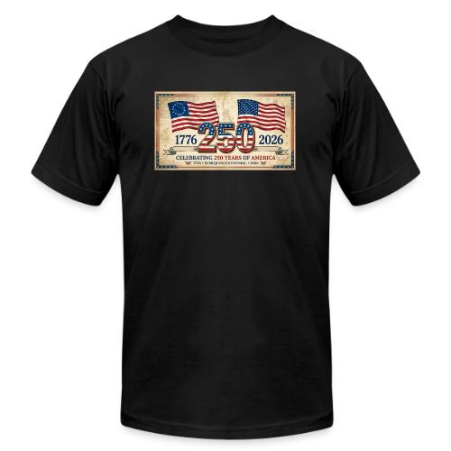 USA 250th Anniversary Flags Emblem - Unisex Jersey T-Shirt by Bella + Canvas