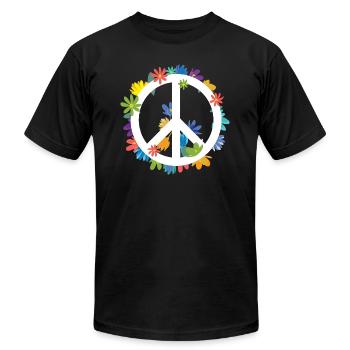hippie love heart - Unisex Jersey T-Shirt by Bella + Canvas - black - Front - Jose (178cm)