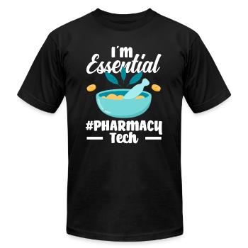 Funny Pharmacy Technician Gift - Unisex Jersey T-Shirt by Bella + Canvas - black - Front - Jose (178cm)