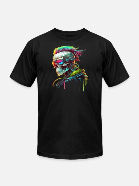Cyberpunk Skull - Unisex Jersey T-Shirt by Bella + Canvas - black