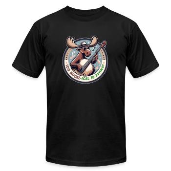 Mooseical Maestro, Strumming Strings - Unisex Jersey T-Shirt by Bella + Canvas - black - Front - Jose (178cm)