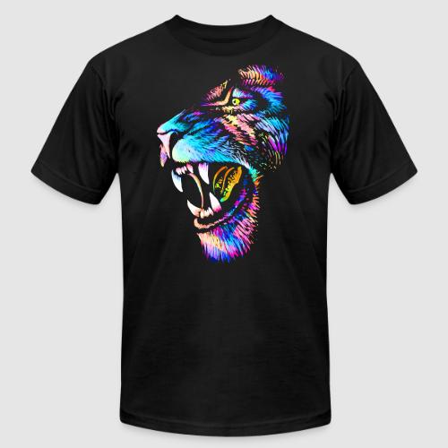 Colorful Lion Head Portrait Drawing - Roaring Lion - Unisex Jersey T-Shirt by Bella + Canvas