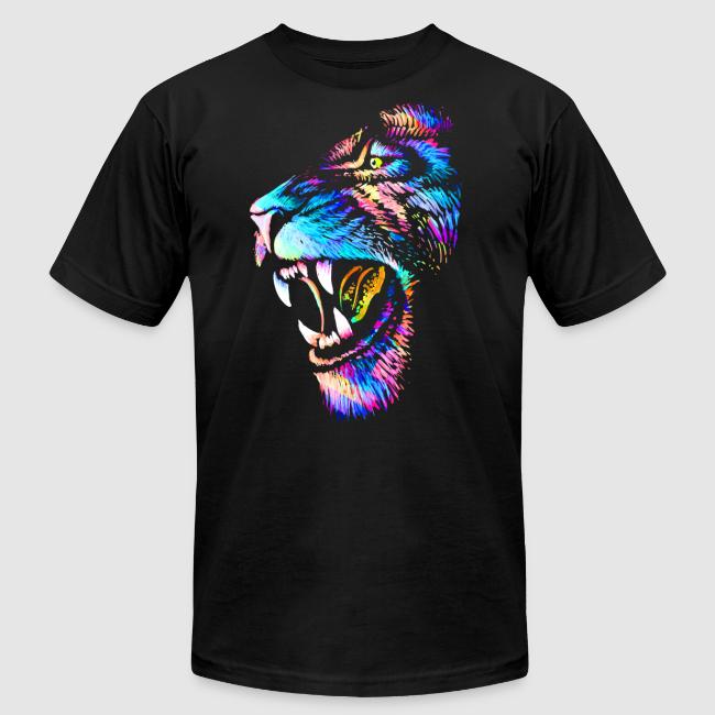 Colorful Lion Head Portrait Drawing - Roaring Lion