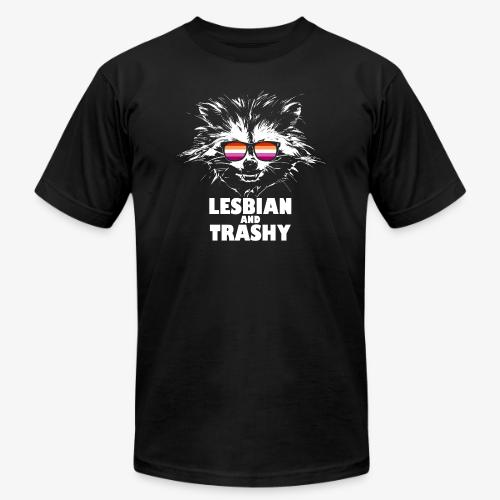 Lesbian and Trashy Raccoon Sunglasses Lesbian - Unisex Jersey T-Shirt by Bella + Canvas