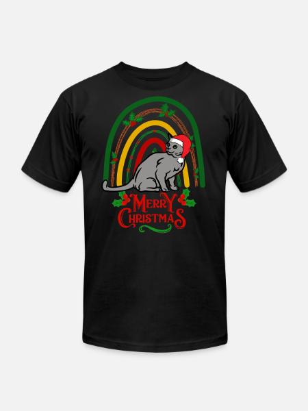 Russian Blue Cat Christmas - Unisex Jersey T-Shirt by Bella + Canvas - black